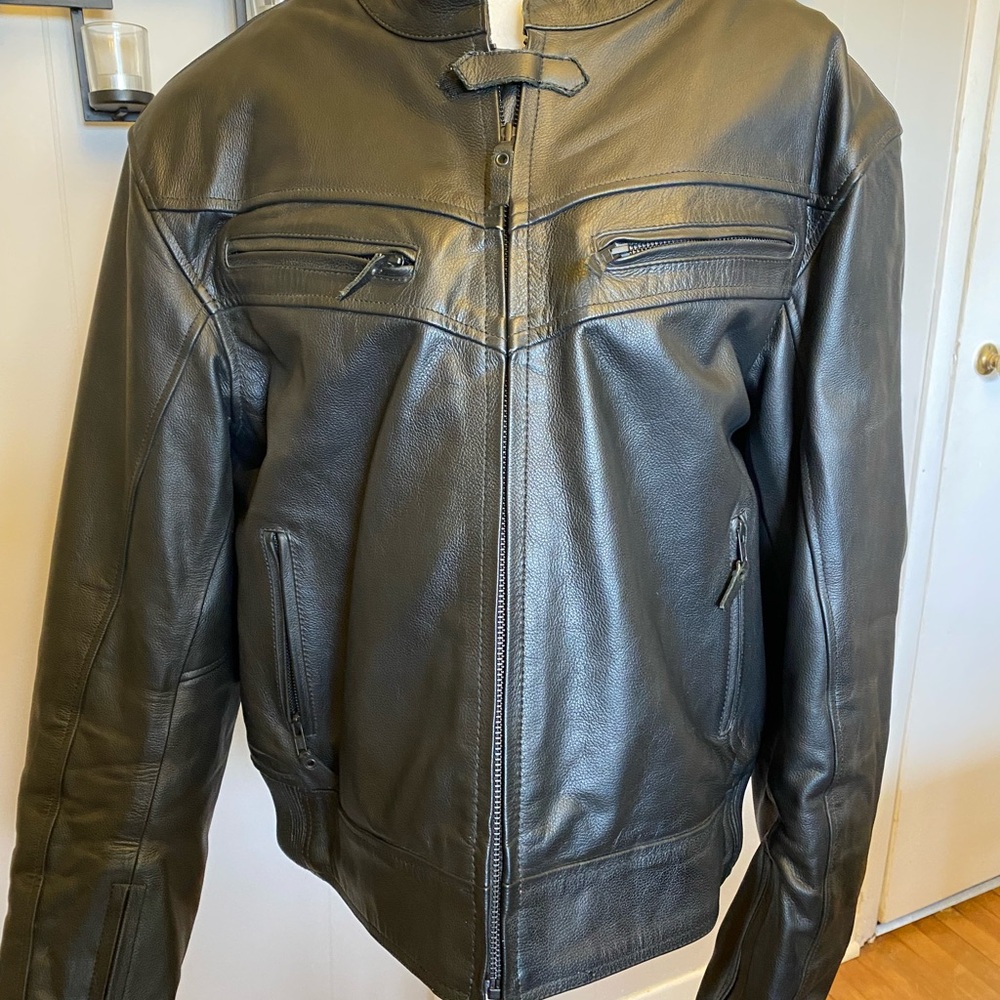 Mens Olympia black bishop leather jacket